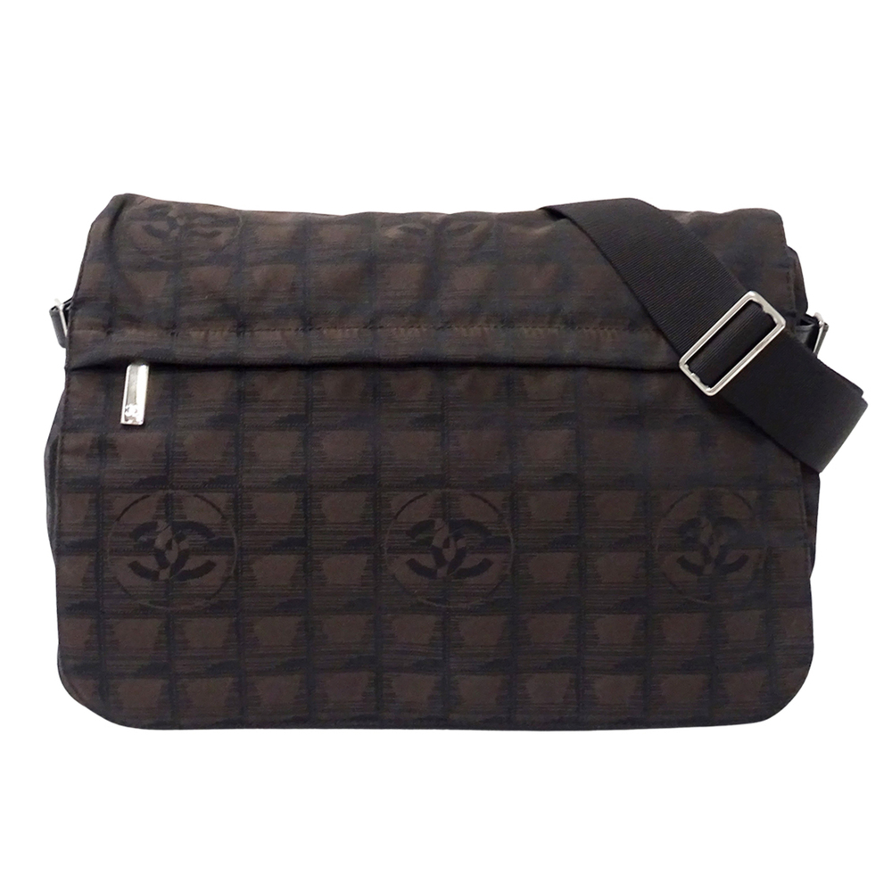 Chanel CHANEL Handbag New Travel Women's Brand Shoulder Bag Nylon Brown Silve...